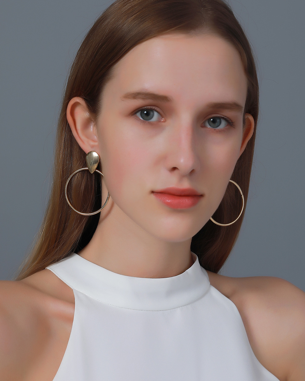 Metal Simple Big Circle Earrings display picture 2