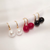 Earrings from pearl, fashionable jewelry, accessory, Korean style, silver 925 sample, wholesale