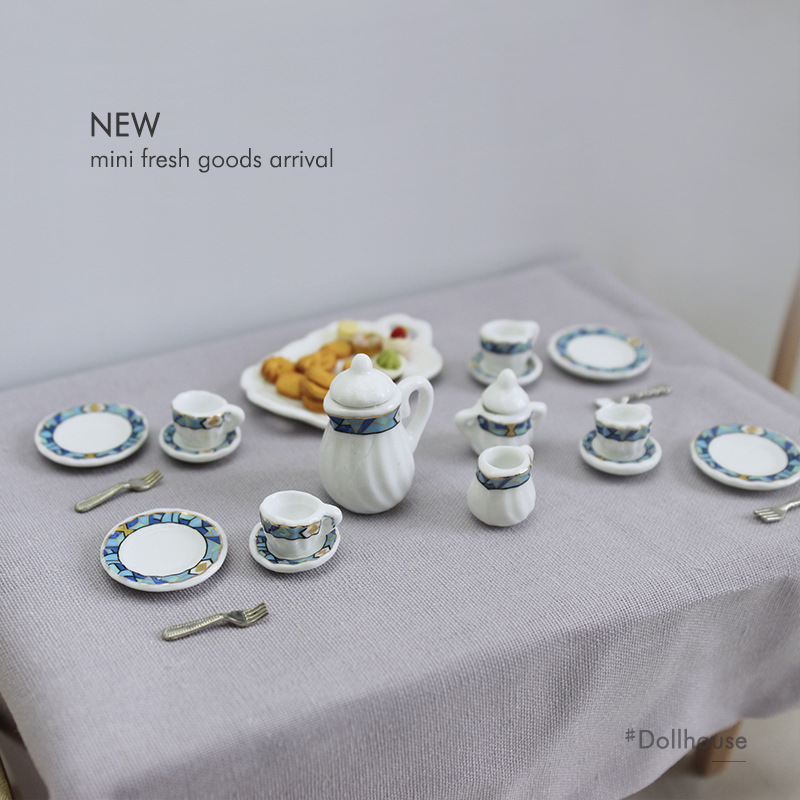 52Dollhouse miniatura comida y juego escena modelo Dollhouse accesorios mini juego de té cerámica taza té SC