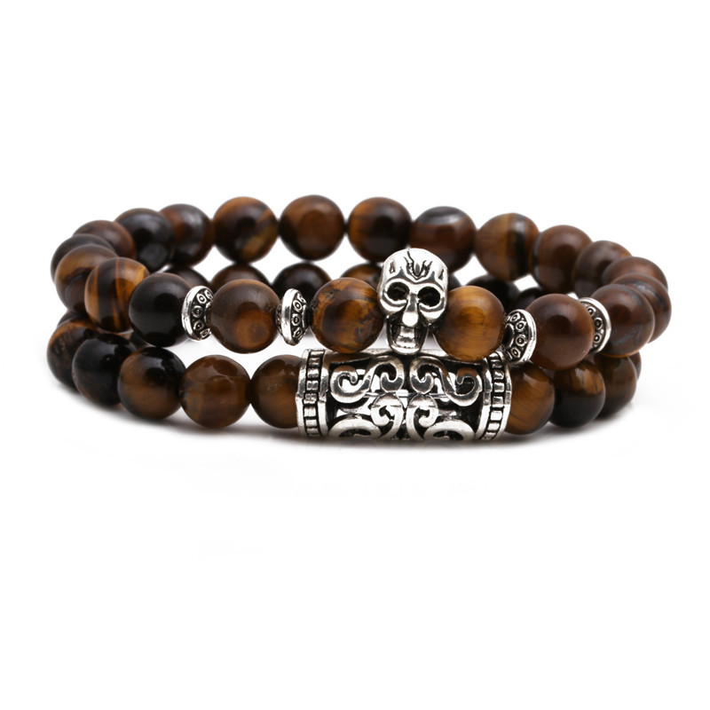 Ojo De Tigre Piedra Búho Buda Cabeza Curva Conjunto Pulsera Cabeza De León Pulsera Con Cuentas De Elefante display picture 1