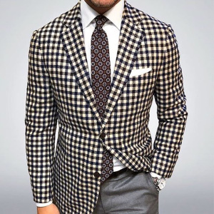 Plaid casual suit jacket for men