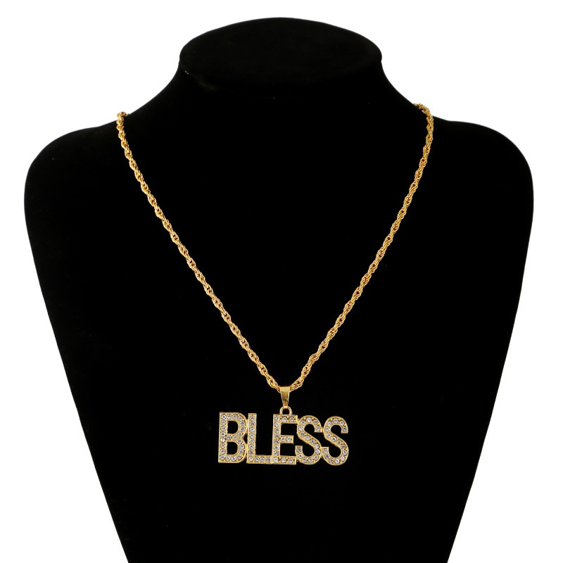 Fashion Simple  Bless Hip Hop Alphabet Necklace  Trend Exaggerated Hip-hop  Pendant  Nihaojewelry Wholesale display picture 2