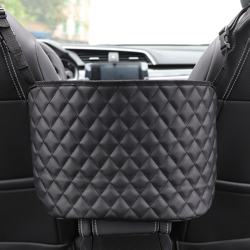 Storage net pocket between two car seats, car bag net, leather hanging car storage bag, universal