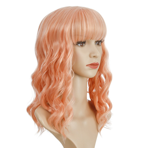 European and American colorful curly hair Wigs for Ladies photos shooting cosplay short curly hair with bangs synthetic fiber headgear wig