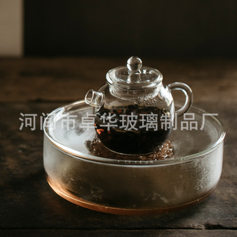 日式玻璃壶玻璃壶承玻璃泡茶壶透明干泡台茶壶花茶壶耐热煮茶具|ms