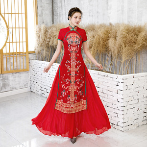 Chinese Dress Qipao National retro cheongsam long size dress for women