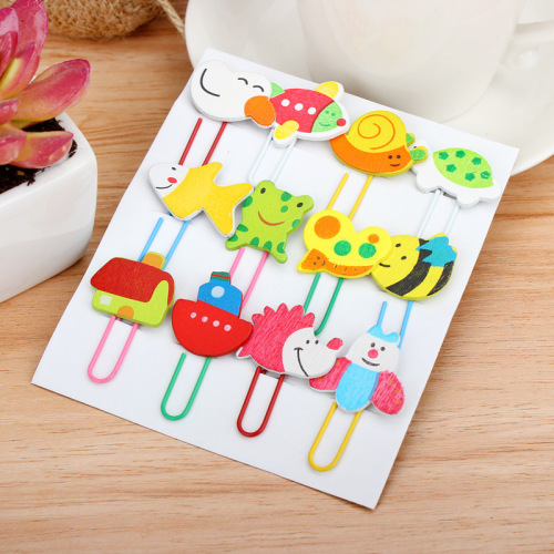 Factory Wholesale Cartoon Wooden Clothespins Cute Animal Colorful Book Clips Bookmark Office Stationery Supplies