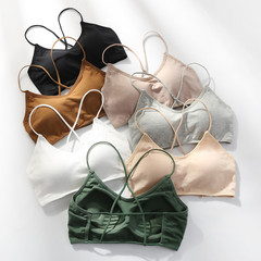 Sexy cross-strap breast pad all-in-one bra push-up vest style anti-exposure underwear for student girls