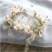 美發飾新娘仙森系禮服婚紗頭飾新娘花朵漢服頭飾套裝頭花結婚超仙
