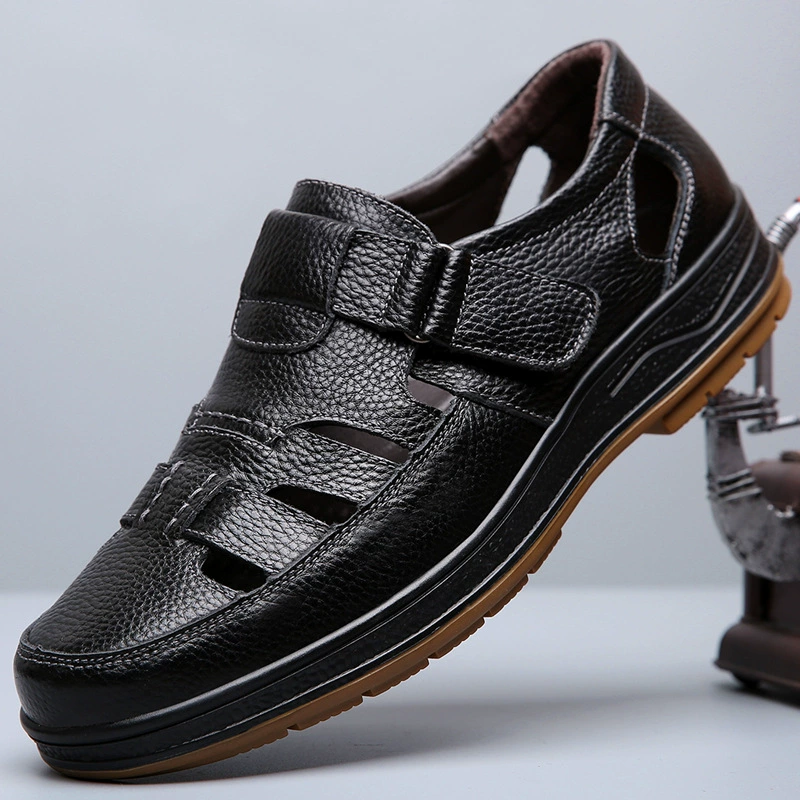 Летние полые повседневные кожаные туфли