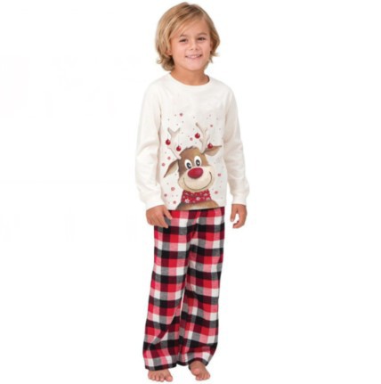 Pajamas Family Type Polyester Fabric Type Family Look Reindeer Printing Pant Co-ord Set T-shirt Two-Piece Sets