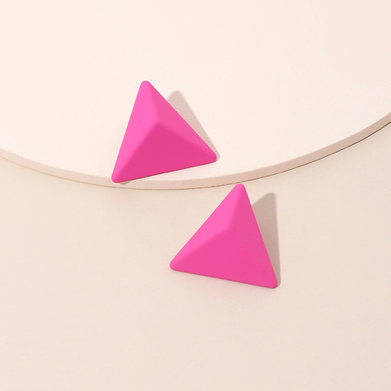 5g Weight Earrings Classification Housewarming, Anniversary, Business, Wedding, Travel, Birthday, Festival Occasion Geometric Pattern Women'S Gender Rose Red, Purple, Yellow Color New Style Purple Geometric Triangle Earrings Summer Bright Temperament Earrings Wholesale Nihaojewelry 7