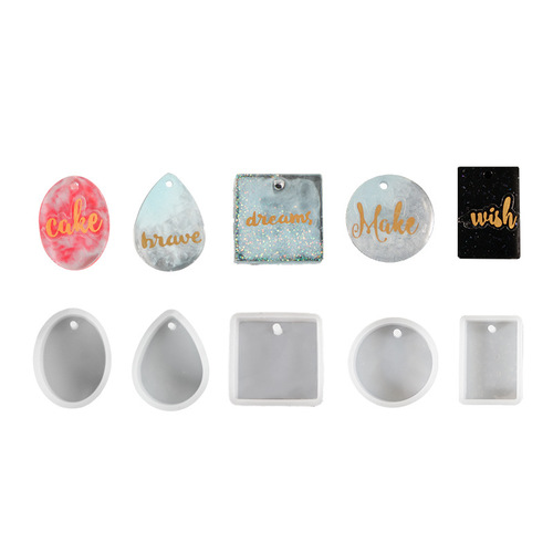 Cross-border crystal pendant necklace silicone mold mirror square oval teardrop grid resin