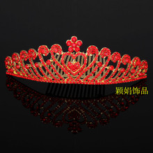 韩式新娘三件套新娘红色头饰 义乌厂家批发 公主发梳发饰 配饰