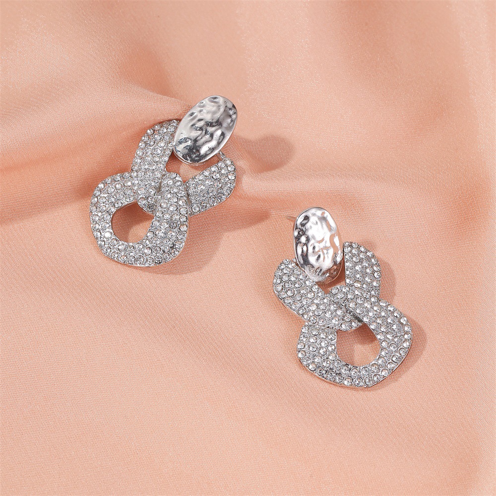 New Trend  Exaggerated Flash Diamond Cross Earrings Earrings Personality Geometric Hollow Earrings Wholesale Nihaojewelry display picture 11