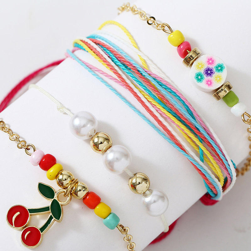 Bohemian Rope Beaded Cherry  Creative Trend Multi-layer Woven Bracelet Set display picture 3