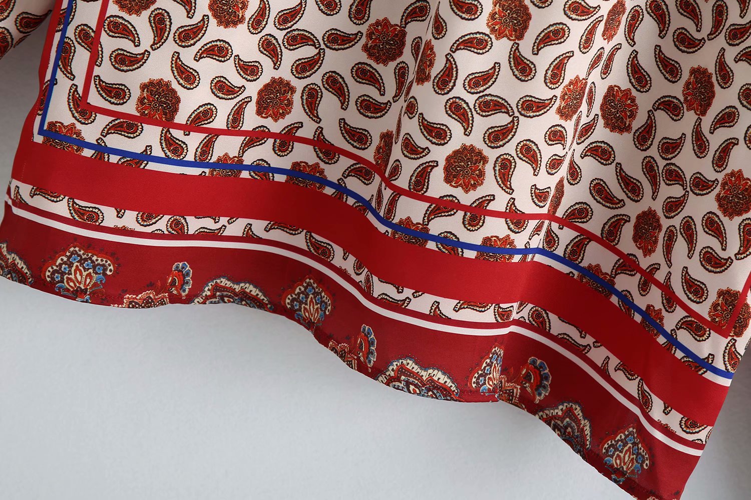 silk satin texture printed blouse NSAM6812