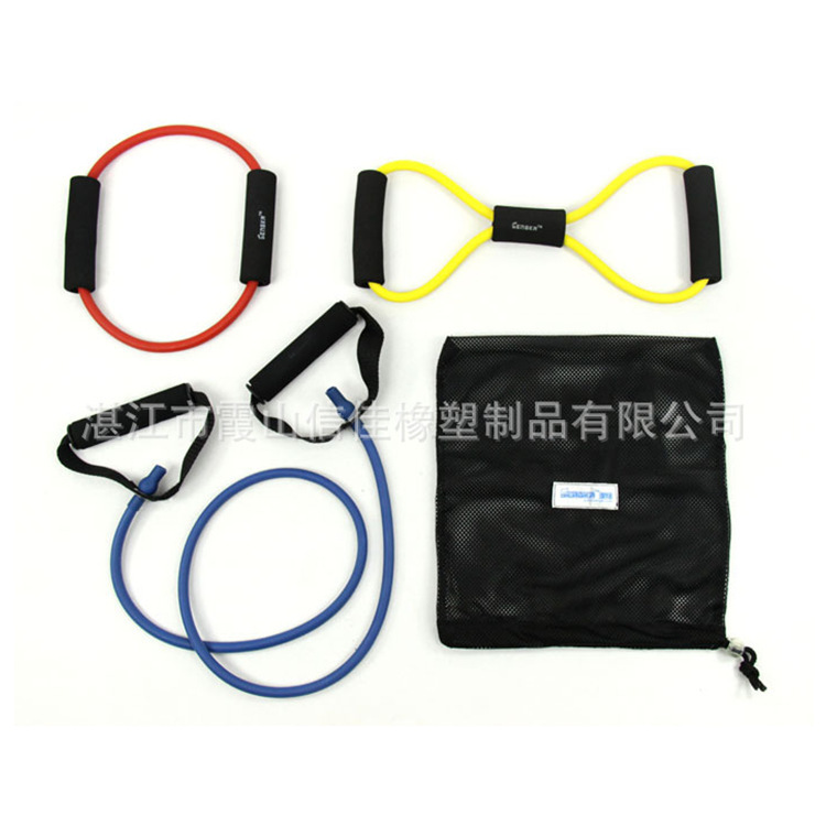 厂家供应 8字组合拉力器 O字乳胶管健身美腿拉力器 家用健身器材