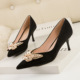 185-2 han edition style sweet high-heeled shoes heel high-heeled shoes lighter pointed diamond bowknot is women's shoes