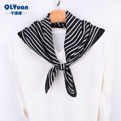 70x70 Square Scarf in Striped Silk—Wholesale Supply of European and American-Style Scarves