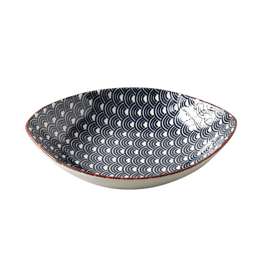 Japanese style olive-shaped dish plate salad plate deep dish plate home hotel creative plate Amazon