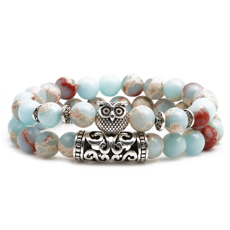 Fashion Owl Buddha Head Elbow Set Bracelet Lion Head Ghost Beaded Bracelet display picture 15