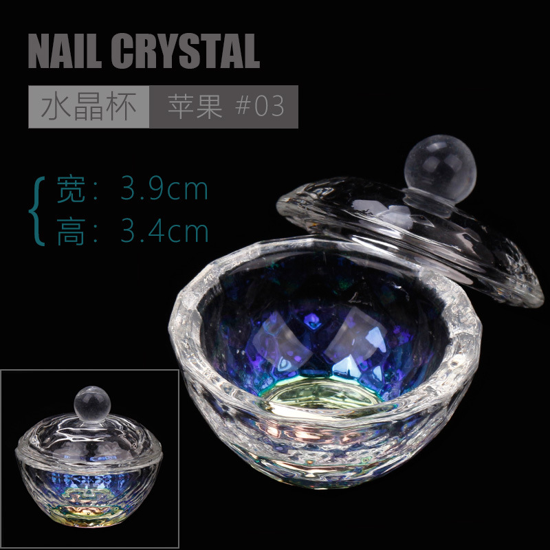 Nuevo colorido AB cristal Copa de cristal de Arte de uñas taza de cristal con tapa colorida Copa de cristal colorido Copa de cristal