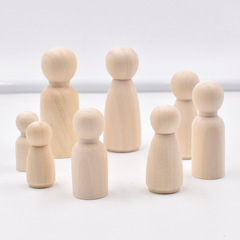 Log color wooden figures wholesale children's creative painted wooden dolls DIY graffiti wooden toys