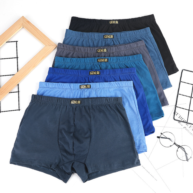 Directly Supplied from the Manufacturer, Middle-Aged and Elderly Men's All-Cotton Boxer Briefs, Solid Color Breathable Boxer Briefs, Comfortable and Loose with Pure Cotton Crotch