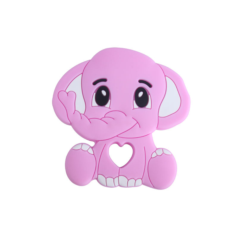 Nuevo clip de pico de pato de plástico elefante mordedor de silicona juguete molar carta de silicona mordedor bebé puede cambiar el nombre