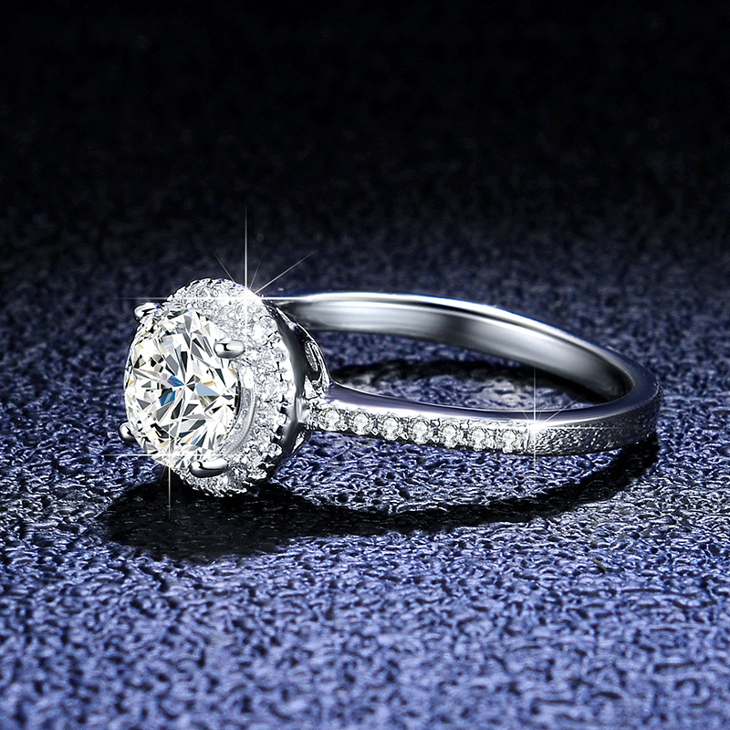 Street Occasion 925 Sterling Silver Material 925 Sterling Silver Moissanite Round Rings