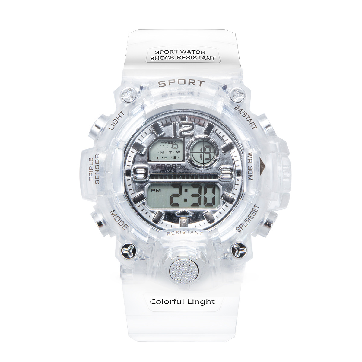 Cross-Border Reloj electrónico impermeable multifuncional para hombres para adolescentes y estudiantes reloj de alarma deportivo luminoso reloj de pareja popular