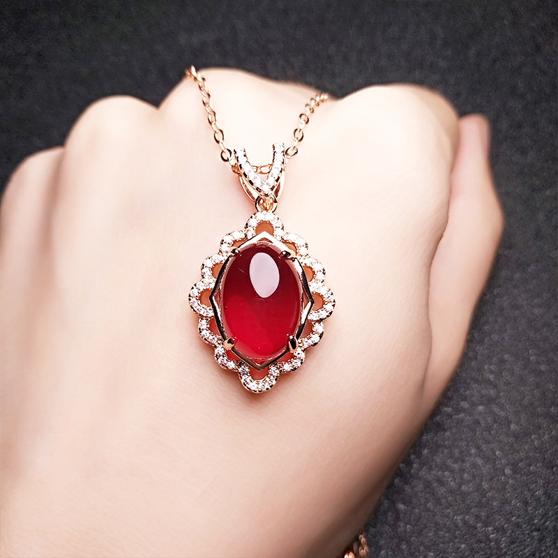 Wholesale Imitation Pigeon Blood Ruby Rose Gold Plated Garnet Jewelry Four-piece Set display picture 4