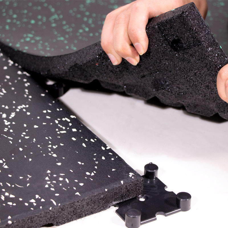 健身房橡胶地板地垫 室内幼儿园防滑地胶复合锁扣地垫一米