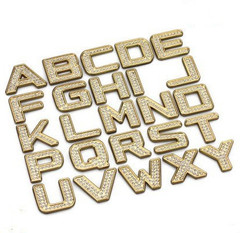 汽車水晶鑽石字母貼實心金屬鑲鑽數字車貼紙車標貼車身貼個性尾標