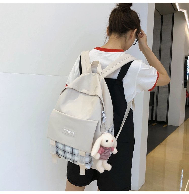 Schoolbag Korean Fashion Harajuku Cute Girl Student Small Fresh Contrast Color Plaid Backpack  Wholesale Nihaojewelry display picture 20