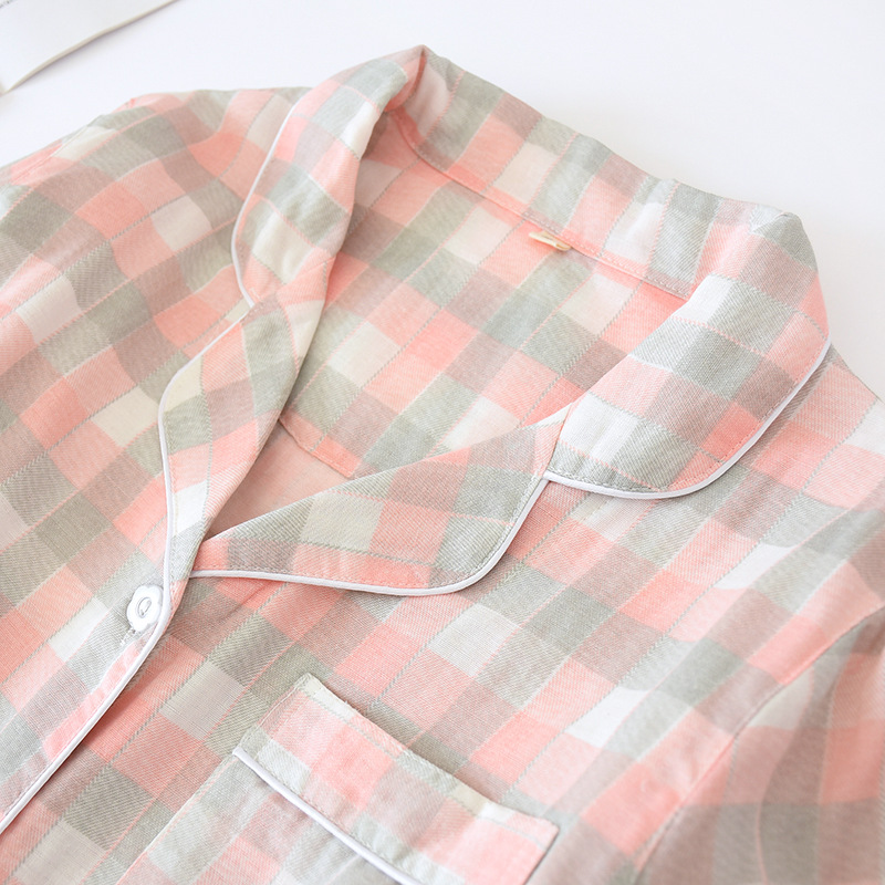 新款纱布情侣格子睡衣
