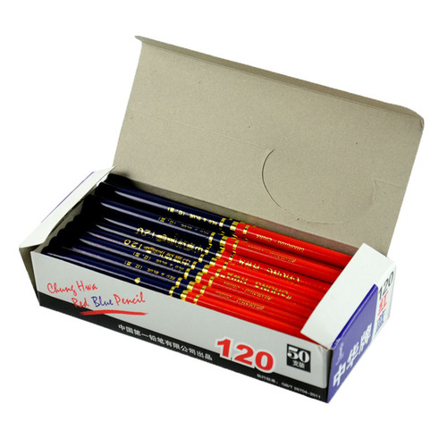 Wholesale Chinese colored round rod red and blue two-color pencil 120 special pencils for construction, line drawing, writing 50/box