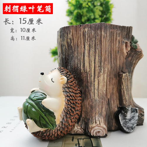 Creative Birthday Gift Student Prize Large Cartoon Hedgehog Pen Holder Office Study Desk Ornament Decor