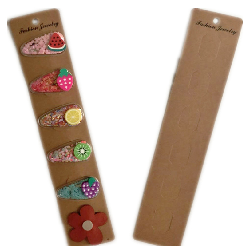 韩版F长条发夹纸板手工六卡位吊牌牛皮纸挂发卡diy包装卡纸现货