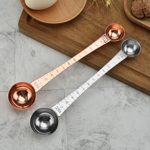 厂家不锈钢双头量勺量匙 横刻度尺量带刻度咖啡勺 双头咖啡匙