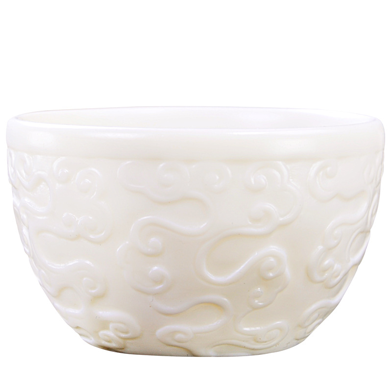 Winjiang Dehua porcelana blanca tallada a mano Kung Fu taza de té de cerámica taza maestra taza única Bodhi xiangyun taza letras