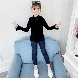 儿童毛衣女童洋气秋冬打底衫2020新款韩版中大童时髦半高领针织衫