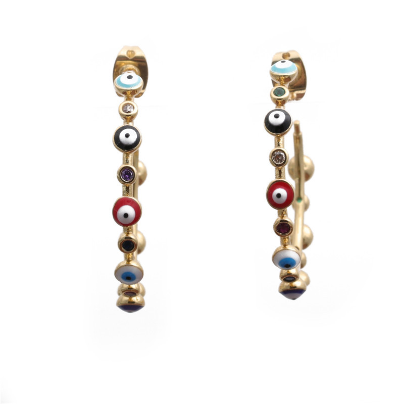 Aretes De Ojo De Diablo Con Micro Incrustaciones De Circonitas Simples display picture 2