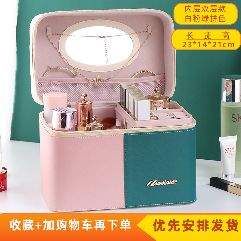 2023 nuevo color a juego bolsa de cosméticos portátil de gran capacidad para mujeres a prueba de polvo multi-funcional caja de almacenamiento de uñas profesional al por mayor