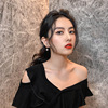 Fashionable universal earrings from pearl, Korean style, simple and elegant design, internet celebrity