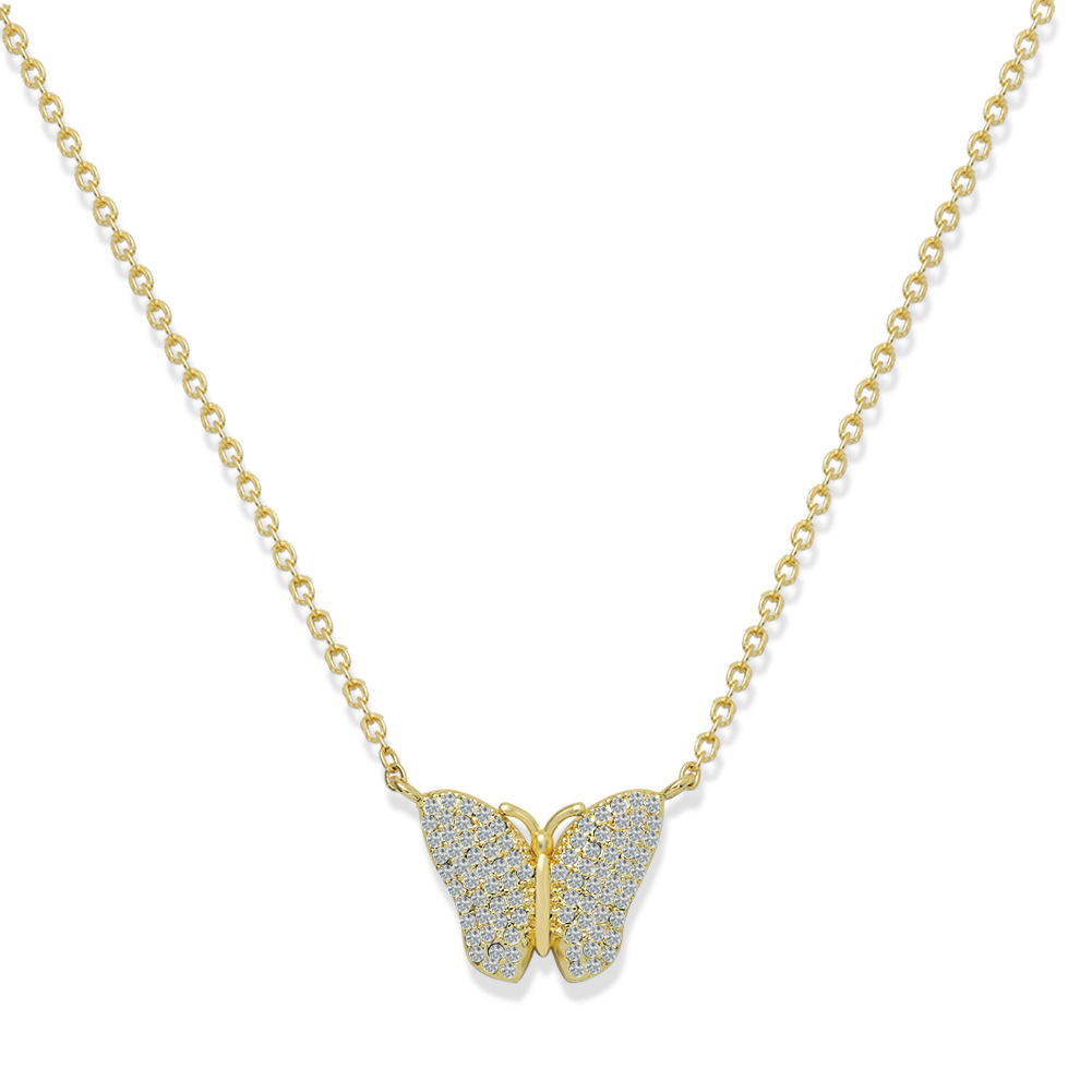 Korean Fashion  Copper Inlaid Zirconium Butterfly Simple Creative Fashion Full Diamond Luxury Copper Necklace Wholesale display picture 11