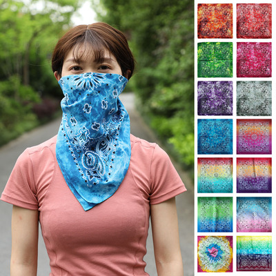 全棉 双变形虫腰果花双虫四方巾户外运动嘻哈街舞魔术头巾面罩
