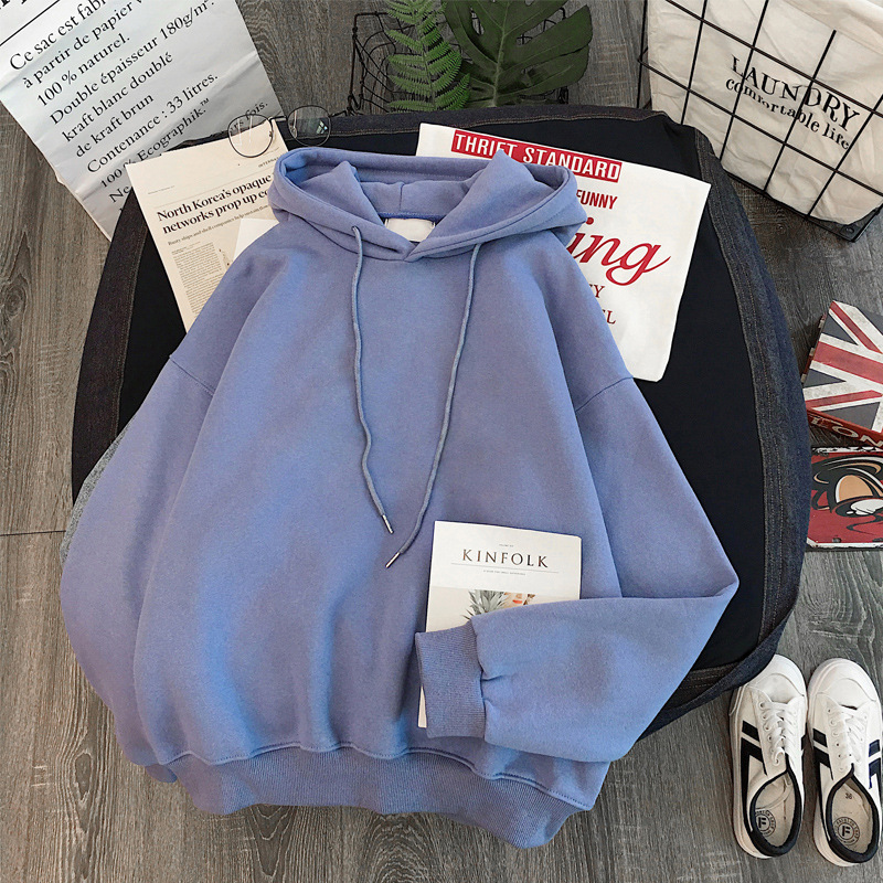 Entrega de una pieza Otoño e Invierno Comercio exterior ropa de mujer forrada con capucha engrosada suéter de color sólido jersey de manga larga abrigo amarillo al por mayor