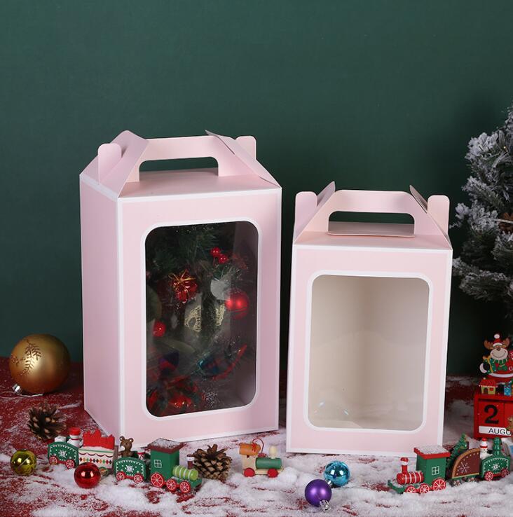En stock Bolsa de regalo de Navidad bolso de la ventana Nochebuena Apple embalaje caja de cartón regalo de mano caja de dulces bolsa de regalo